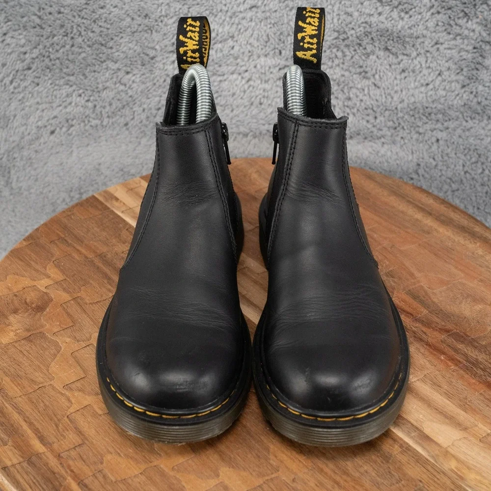 Dr. Martens 2976 J Chelsea Boots Kids Size 3 Black Leather Side Zip